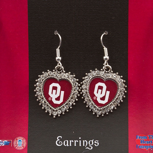 Wholesale silver toned fishhook earrings crystal rhinestones surrounding heart O