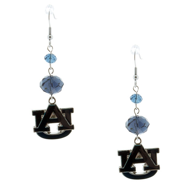 Wholesale add Gameday accessories cute polished silver navy AU logo earrings Aub