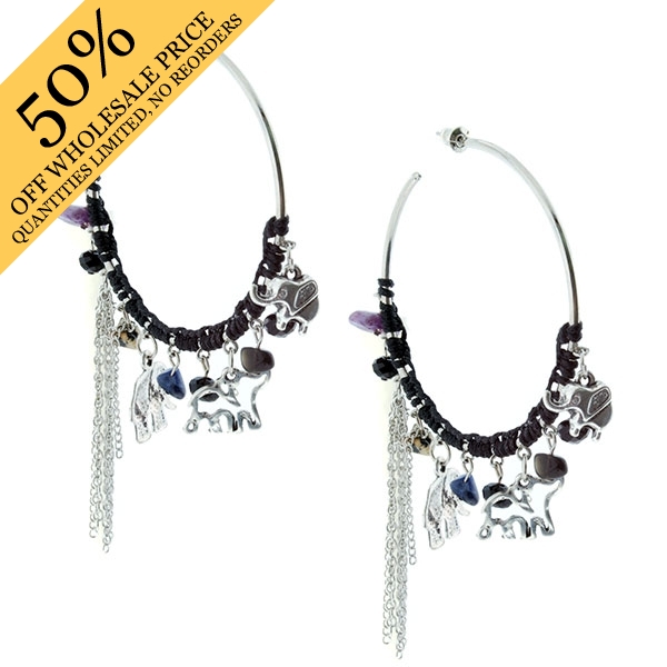 Wholesale silver earrings beads elephants