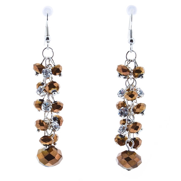 Wholesale clusters bronze faceted beads graduated suspended silver french wires