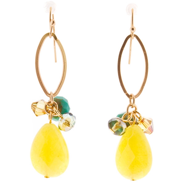 Wholesale lime green pear stone drop earrings approx