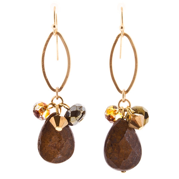 Wholesale bronzite pear stone drop earrings approx
