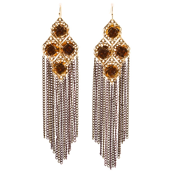 Wholesale silver gold dangling chain earrings amber rhinestones approx inches