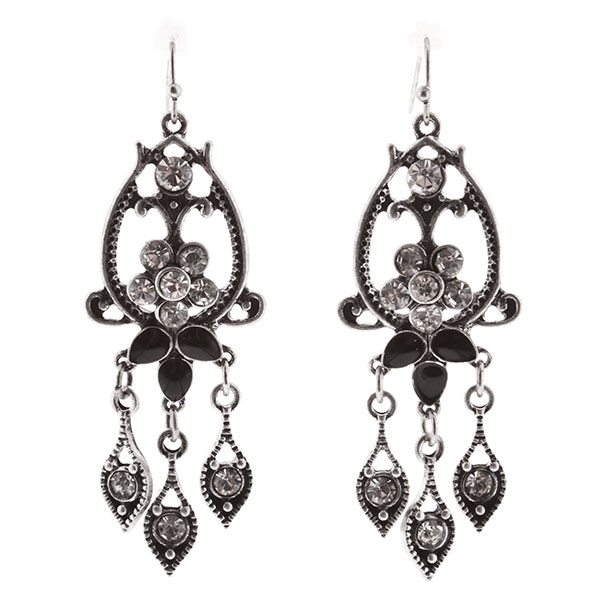 Wholesale dangling silver chandelier earrings approx inches black onyx teardrop