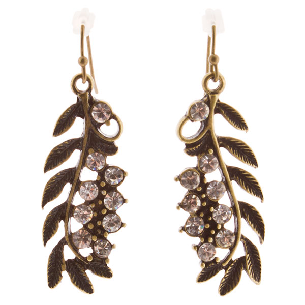 Wholesale gold dangling earrings branch crystal rhinestones