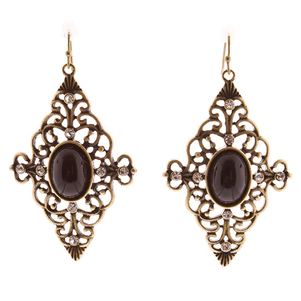 Wholesale earrings diamond black onyx cabochon center