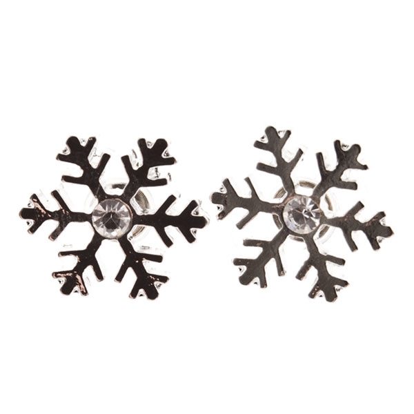 Wholesale silver earrings snowflake center crystals
