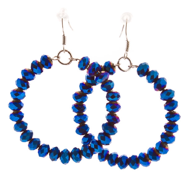 Wholesale inch hoop earrings midnight blue beads