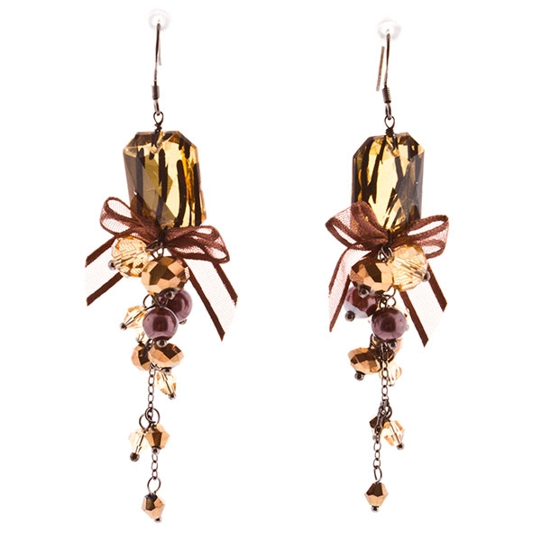 Wholesale silver dangling earrings assorted amber beads approx inches