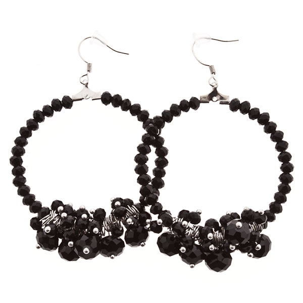 Wholesale hoop earrings jet bead clusters