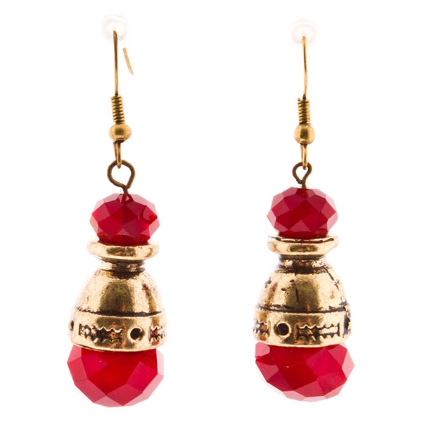 Wholesale earrings gold finish faceted garnet beads