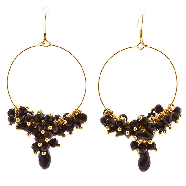 Wholesale gold hoop earrings assorted bead clusters
