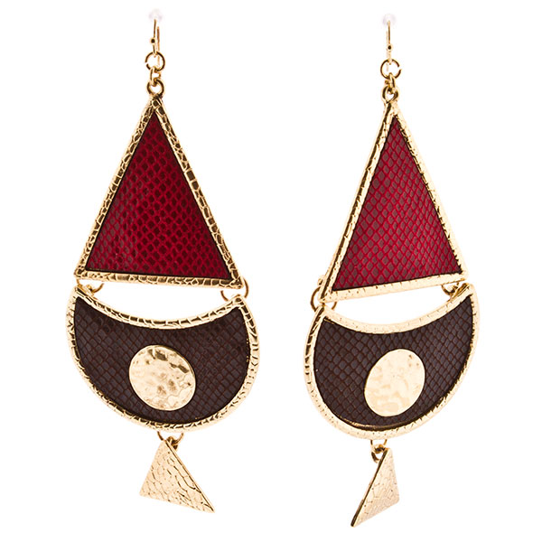 Wholesale dangling earrings leather wood finish