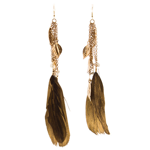 Wholesale gold dangling earrings earth feathers approx