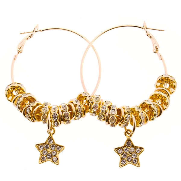 Wholesale gold finish earrings golden rhinestone rings dangling hearts