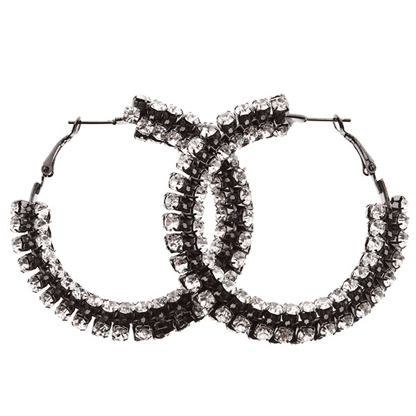 Wholesale hoop earrings jet crystal rhinestones