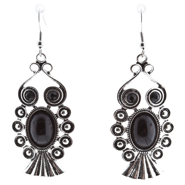 Wholesale earrings black onyx cabochons inset beads
