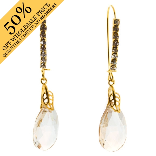 Wholesale approx earrings gold finish crystal teardrops