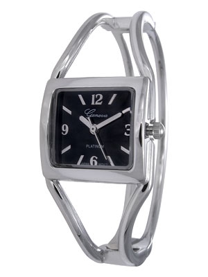 Wholesale silver Cuff Bangle Watch w Black