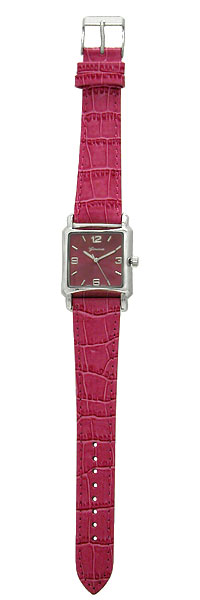 Wholesale dark Hot Pink Square Watch w Faux Skin