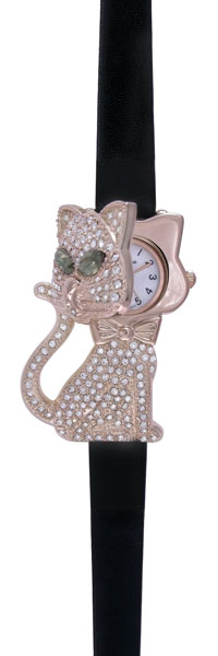 Wholesale rose Gold Cat Watch w CZs Cat Approx L W Head opens little more than s