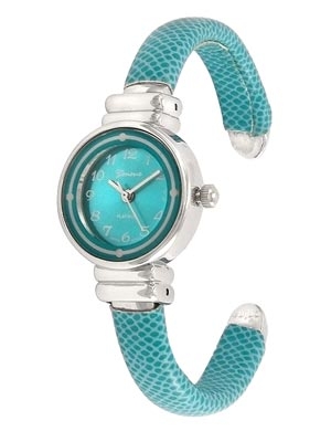 Wholesale turquoise Faux Skin Petite Women s Children s Watch w Polished Silver