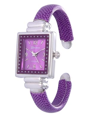 Wholesale purple Faux Skin Petite Women s Children s Watch w Polished Silver Wat