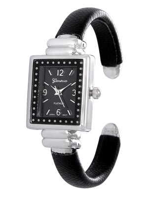 Wholesale black Faux Snake Skin Watch w Polished Silver Watch Head Black Dial Wh