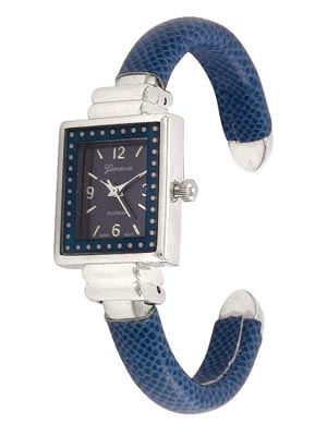 Wholesale blue Faux Snake Skin Watch w Polished Silver Watch Head Matching Blue