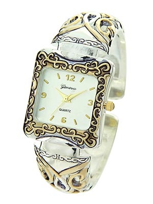 Wholesale antique Polished Silver Gold Cuff Bangle Watch Spring Hinges Adjustabl