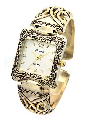 Wholesale antique Cuff Bangle Watch Polished Gold Brushed Silver Dial Polished G