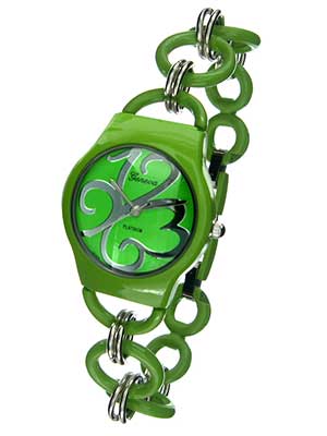 Wholesale fashion Watch Green Metal Hoops Joined Polished Silver Hoops Green Mat