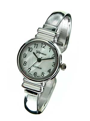 Wholesale classic Polished SilverTone Cuff Bangle Watch Dial Mother Pearl Black