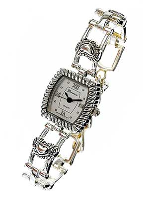 Wholesale heart Metal Band Watch Polished Silver Head Band Brushed Silver Silver
