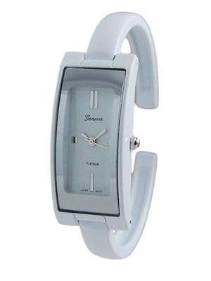 Wholesale white Metal Band Cuff Bangle Watch Silver Framing White Dial Silver Nu