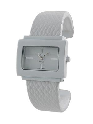 Wholesale snakeskin White Metal Band Cuff Bangle Watch White Dial Polished Silve