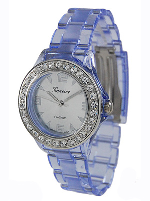Wholesale translucent Lavender Band Watch CZs Locking Clasp Stainless Steel Back