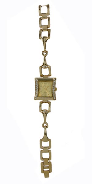 Wholesale polished Gold Link Watch Numerous CZs Dial Gold Gold Markers Gold Hand