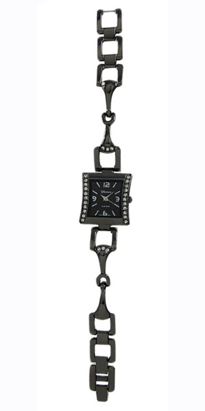 Wholesale square Links Metal Band Watch Hematite CZs Stainless Steel Back Dial B