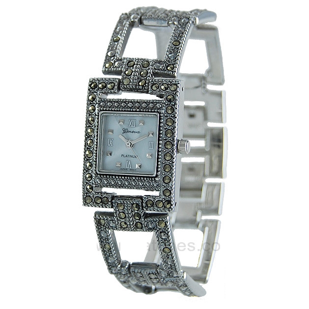Wholesale bold cuff band watch copper metal dentil edge copper faceted cabochons