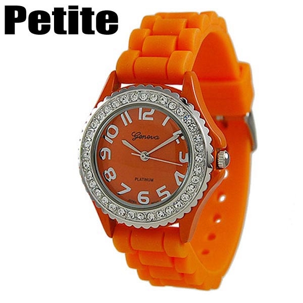 Wholesale petite Silicone stone rubber watch band crystal rhinestones surroundin