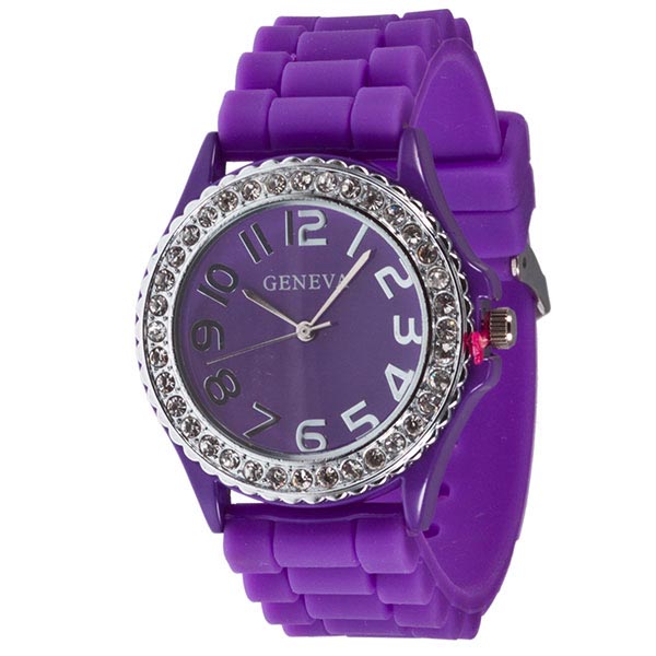 Wholesale larger Silicone stone rubber watch band crystal rhinestones surroundin