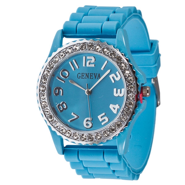 Wholesale larger Silicone stone rubber watch band crystal rhinestones surroundin