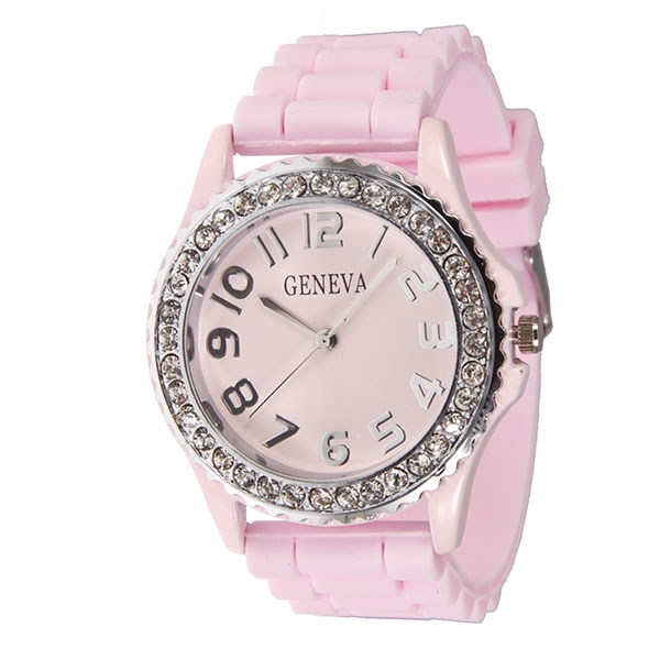 Wholesale lARGER Silicone stone rubber watch band crystal rhinestones surroundin