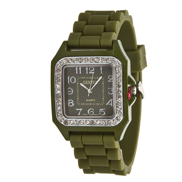 Wholesale lARGER Silicone stone rubber watch band crystal rhinestones surroundin