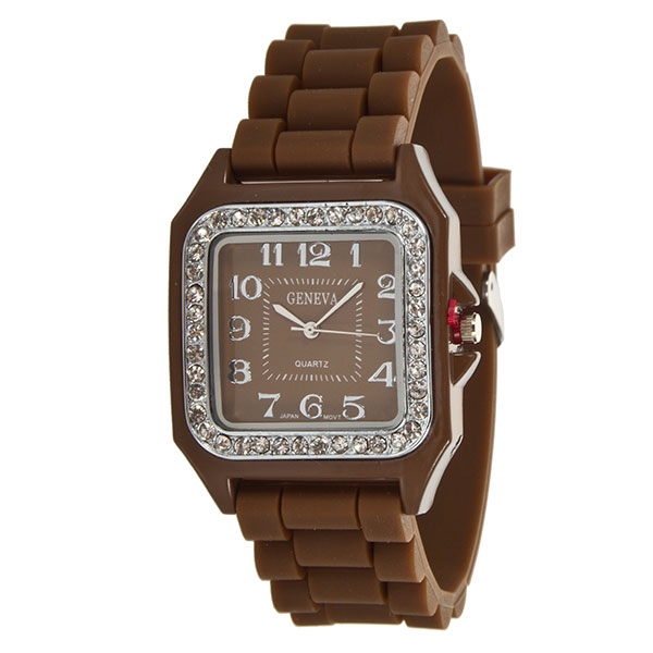 Wholesale lARGER Silicone stone rubber watch band crystal rhinestones surroundin