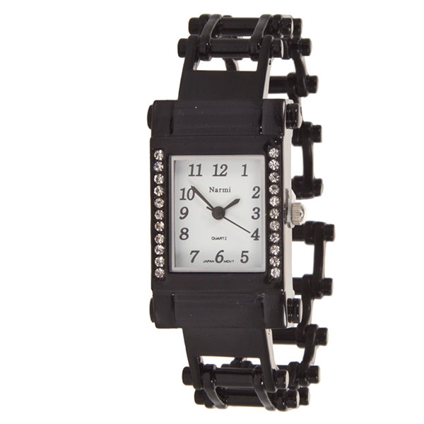 Wholesale onyx hinge band watch rectangular edged tiny rhinestones