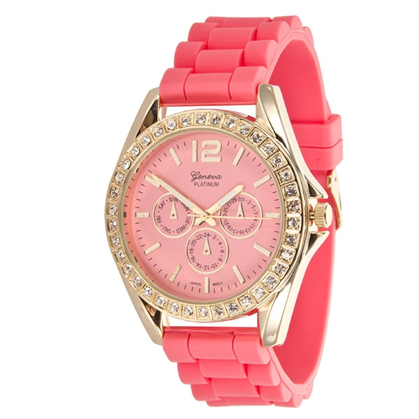 Wholesale sTRAWBERRY SHERBET gold detail LARGER Silicone stone rubber watch band