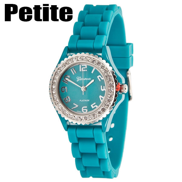 Wholesale aqua Marine Petite Silicone stone rubber watch band crystal rhinestone