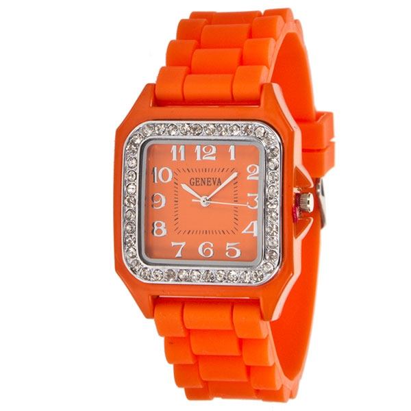 Wholesale lARGER Silicone stone rubber watch band crystal rhinestones surroundin
